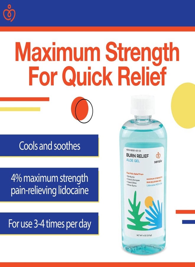 Sensiv Aloe Vera Gel for Sunburn Relief with Lidocaine Maximum Strength 4%, Solar Recovery for Cooling & Soothing - Image 2